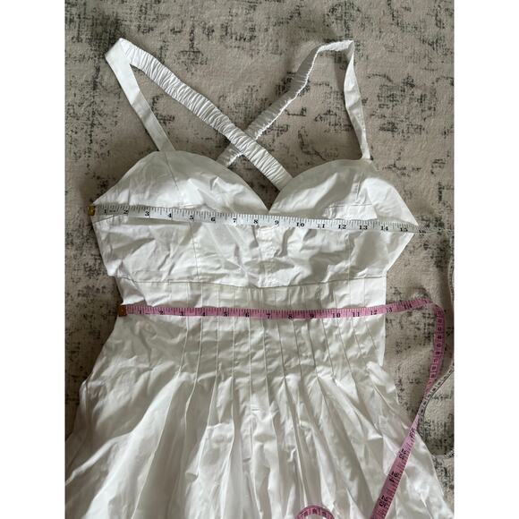 Lulus Strolling Sicily White Pleated Backless Midi Dress NWT Size Medium Pockets - Picture 5 of 9